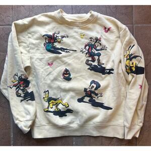 Disney Halloween Sweatshirt Mickey Pluto Goofy Donald All Over Print Size L/XL